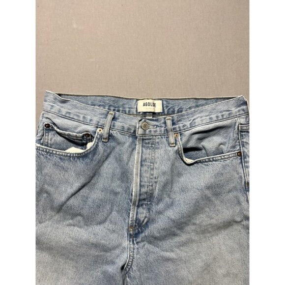 Agolde Jeans Womens Size 29 Blue 90's Straight High Rise ButtonFly Cropped 32x26 - Picture 6 of 16